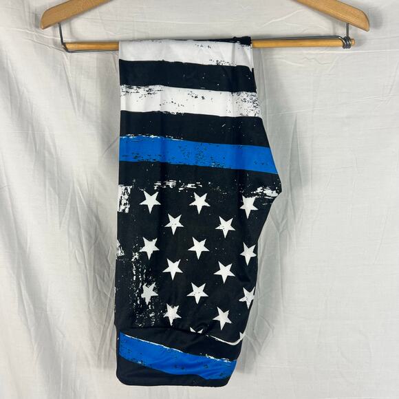 Charlie’s Project Pants - Charlie’s Project Leggings Thin Blue Line Police Flag Womens OS One Size